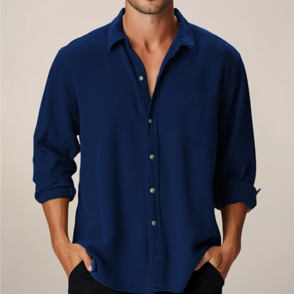 Chemise en lin à manches longues et boutons décontractée pour homme, été