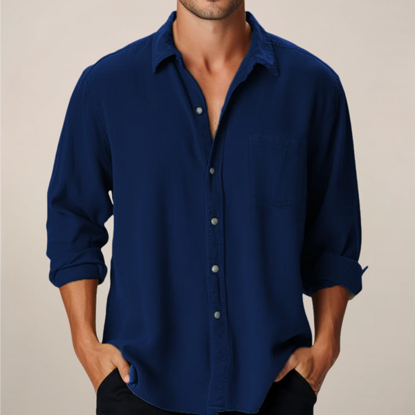 Men's Summer Linen Long Sleeve Button Up Casual Shirt