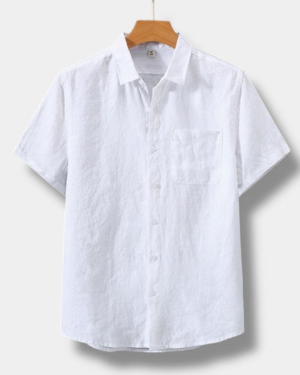 Chemise d'été en lin pour homme à manches courtes et boutons, style plage