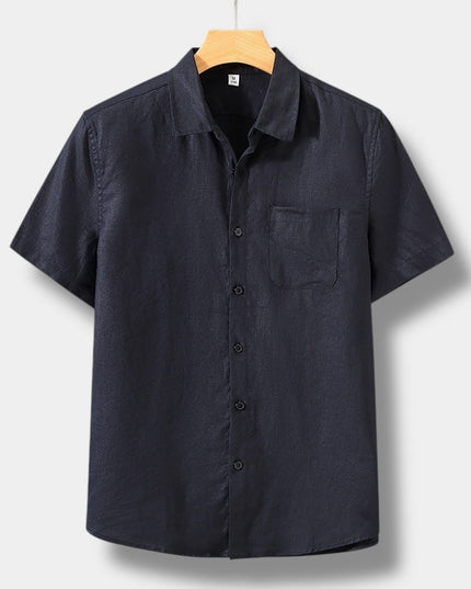 Chemise d'été en lin pour homme à manches courtes et boutons, style plage