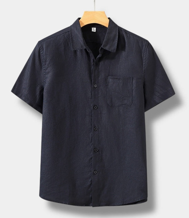 Chemise d'été en lin pour homme à manches courtes et boutons, style plage