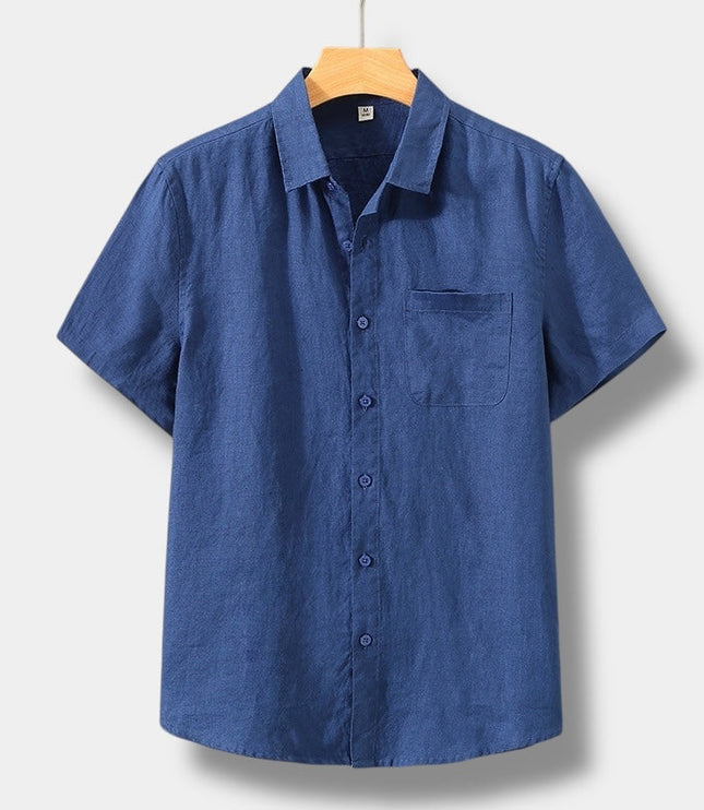 Chemise d'été en lin pour homme à manches courtes et boutons, style plage