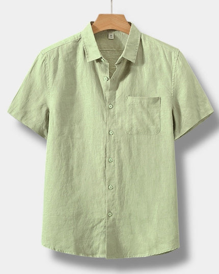 Chemise d'été en lin pour homme à manches courtes et boutons, style plage