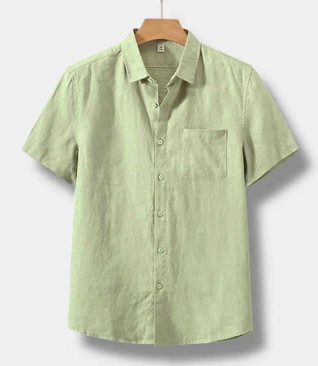 Chemise d'été en lin pour homme à manches courtes et boutons, style plage