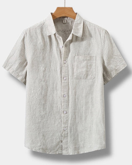 Chemise d'été en lin pour homme à manches courtes et boutons, style plage