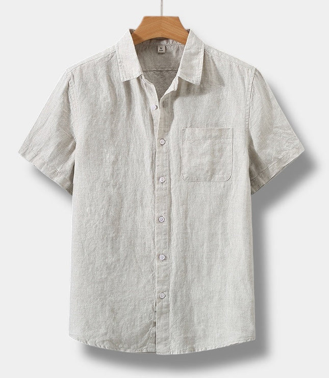 Chemise d'été en lin pour homme à manches courtes et boutons, style plage