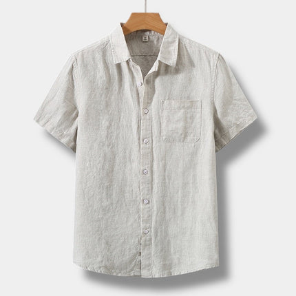 Chemise d'été en lin pour homme à manches courtes et boutons, style plage
