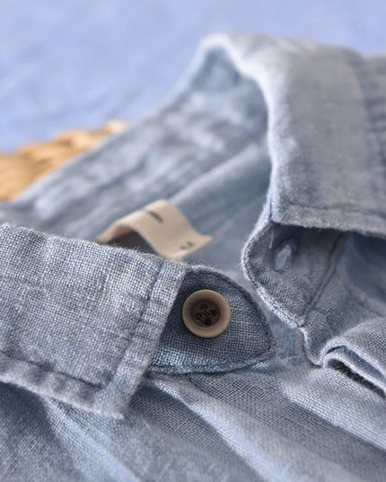Chemise d'été en lin pour homme à manches courtes et boutons, style plage décontracté