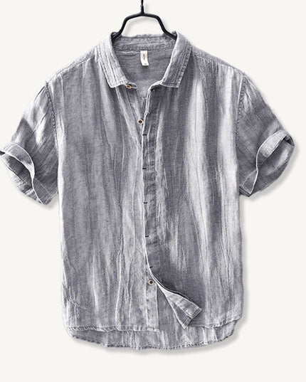 Chemise d'été en lin pour homme à manches courtes et boutons, style plage décontracté