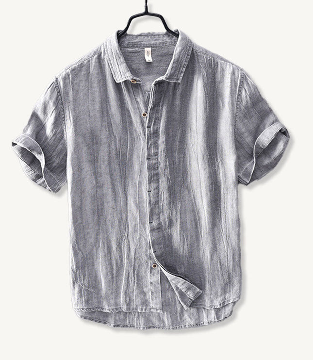 Chemise d'été en lin pour homme à manches courtes et boutons, style plage décontracté