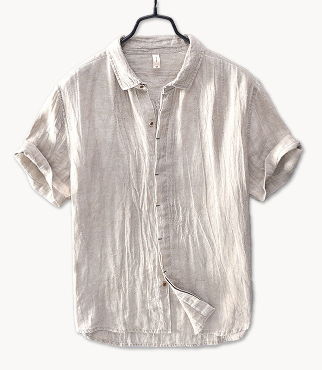 Chemise d'été en lin pour homme à manches courtes et boutons, style plage décontracté