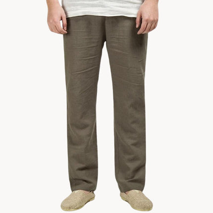 Pantalon décontracté en lin à jambe droite pour homme, été