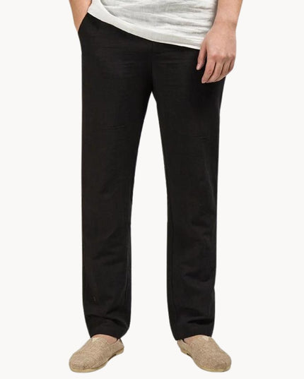Pantalon décontracté en lin à jambe droite pour homme, été