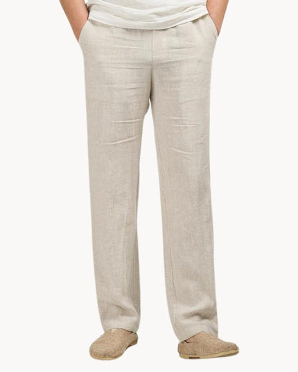 Pantalon décontracté en lin à jambe droite pour homme, été