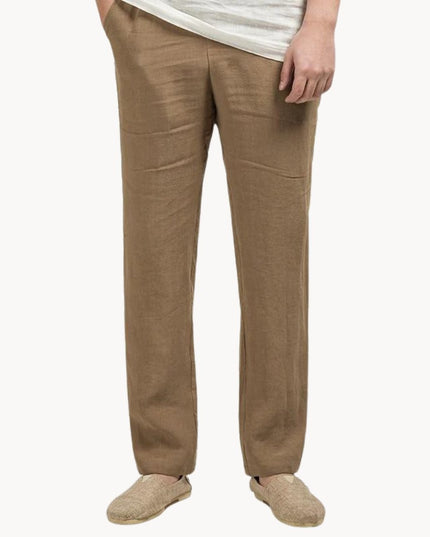 Pantalon décontracté en lin à jambe droite pour homme, été