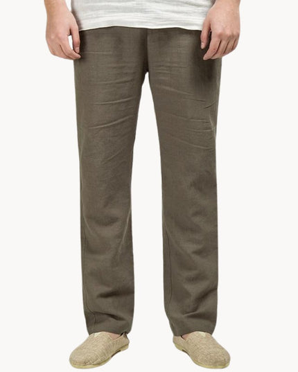 Pantalon décontracté en lin à jambe droite pour homme, été