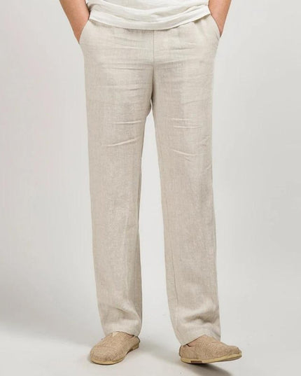 Pantalon décontracté en lin à jambe droite pour homme, été