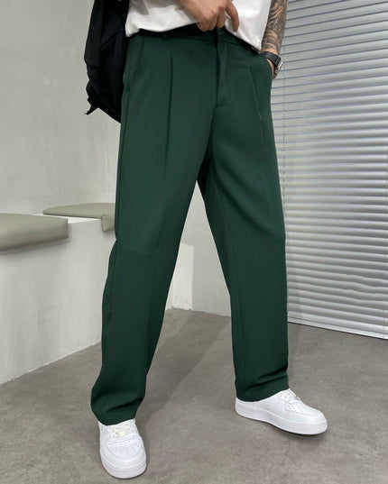 Pantalon en lin plissé à jambe droite pour homme, été