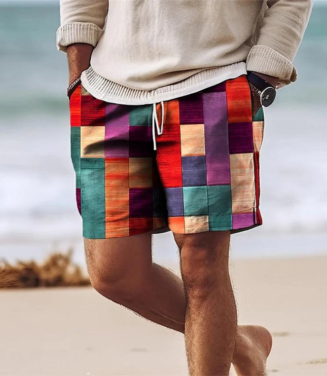 Pantalones cortos de tabla estampados de hombre de secado rápido con cordón y bolsillos para verano