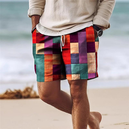 Pantalones cortos de tabla estampados de hombre de secado rápido con cordón y bolsillos para verano