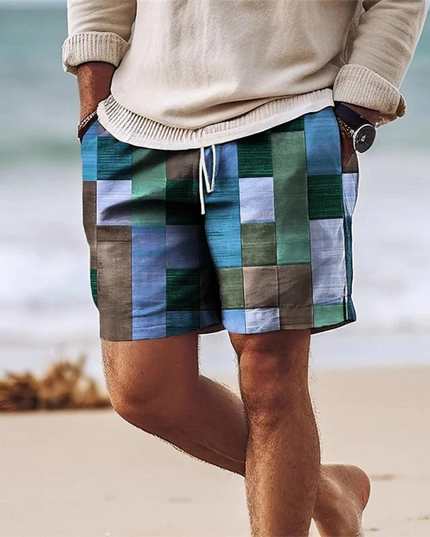 Pantalones cortos de tabla estampados de hombre de secado rápido con cordón y bolsillos para verano
