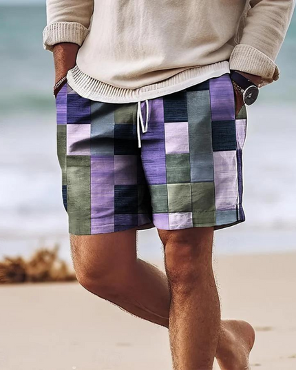 Pantalones cortos de tabla estampados de hombre de secado rápido con cordón y bolsillos para verano
