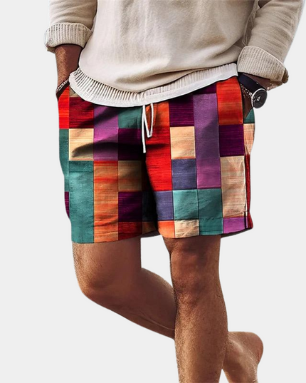 Pantalones cortos de tabla estampados de hombre de secado rápido con cordón y bolsillos para verano