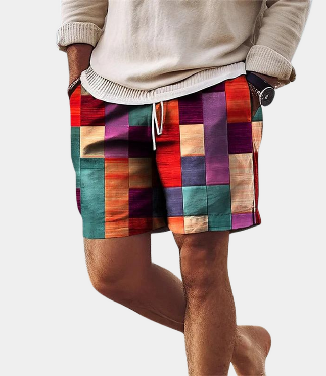 Pantalones cortos de tabla estampados de hombre de secado rápido con cordón y bolsillos para verano