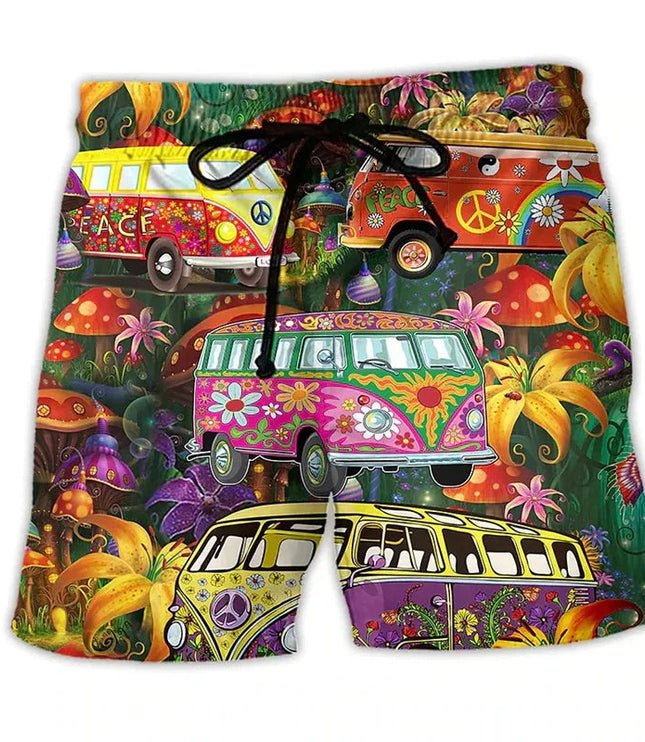 Bañador estampado de hombre de secado rápido con cintura de cordón para verano