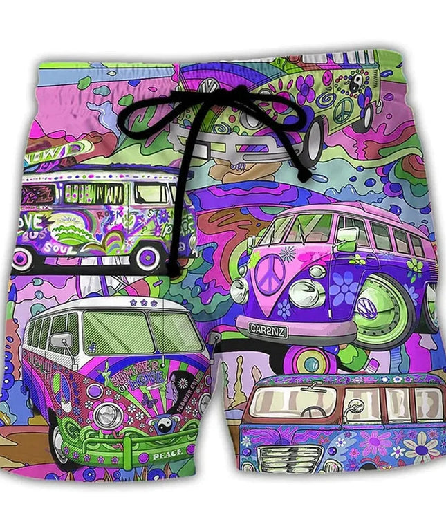 Bañador estampado de hombre de secado rápido con cintura de cordón para verano