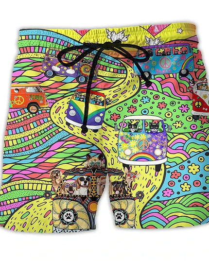 Bañador estampado de hombre de secado rápido con cintura de cordón para verano