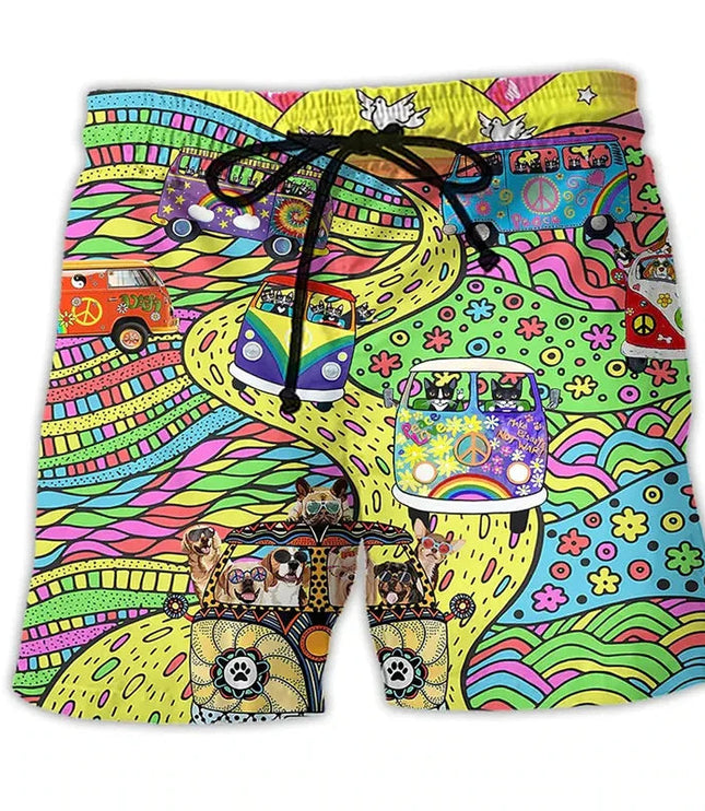 Bañador estampado de hombre de secado rápido con cintura de cordón para verano