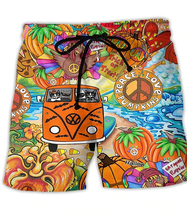 Bañador estampado de hombre de secado rápido con cintura de cordón para verano