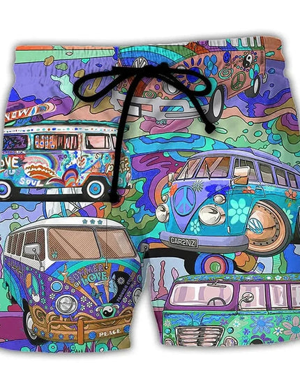Bañador estampado de hombre de secado rápido con cintura de cordón para verano