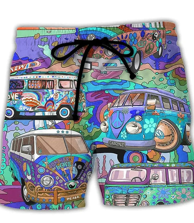 Bañador estampado de hombre de secado rápido con cintura de cordón para verano