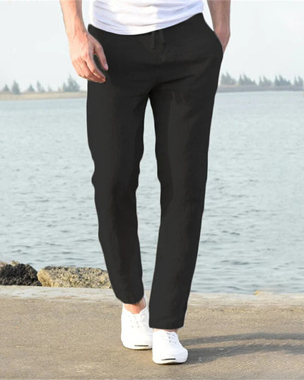 Pantalon en lin à jambe droite et coupe décontractée pour homme, été