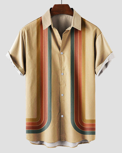 Chemise rétro à rayures manches courtes pour homme, été