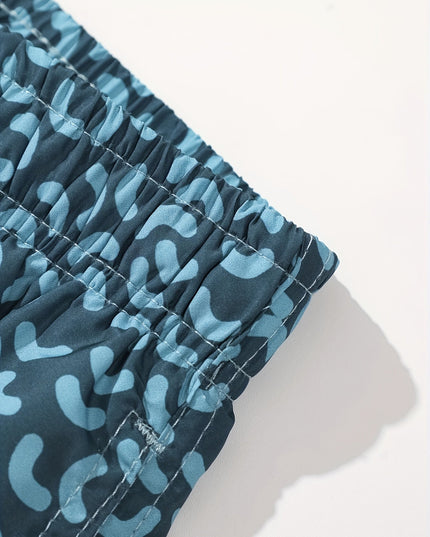 Bañador de verano para hombre en azul marino con estampado, secado rápido y cordón