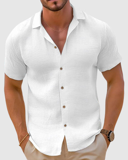 Chemise décontractée à manches courtes et boutons pour homme, été