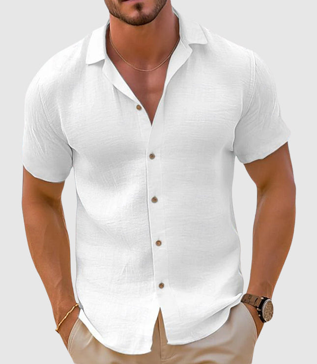 Chemise décontractée à manches courtes et boutons pour homme, été
