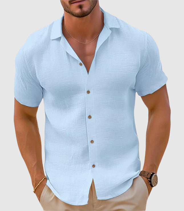 Chemise décontractée à manches courtes et boutons pour homme, été
