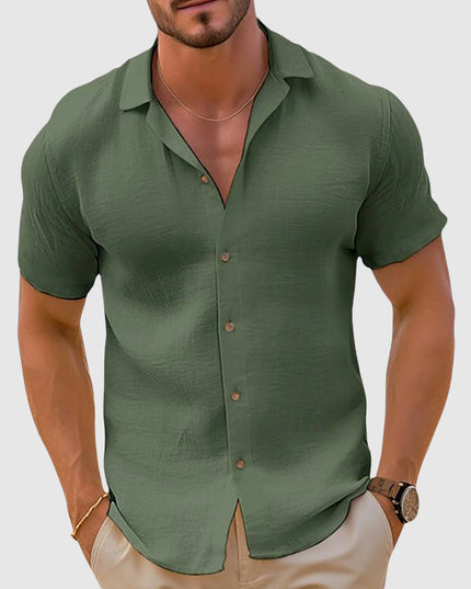 Chemise décontractée à manches courtes et boutons pour homme, été