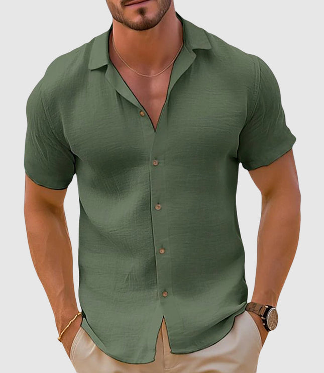 Chemise décontractée à manches courtes et boutons pour homme, été