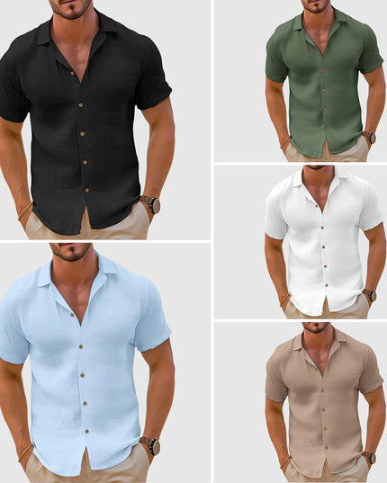 Chemise décontractée à manches courtes et boutons pour homme, été