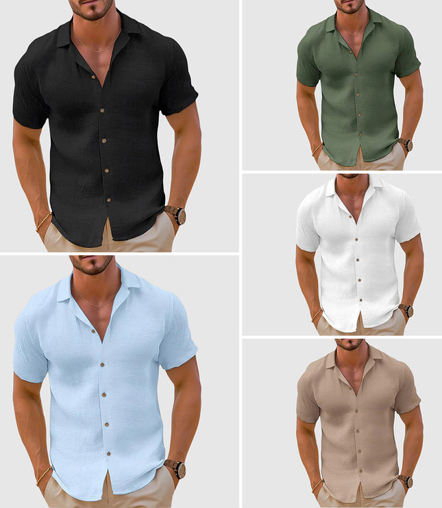 Chemise décontractée à manches courtes et boutons pour homme, été