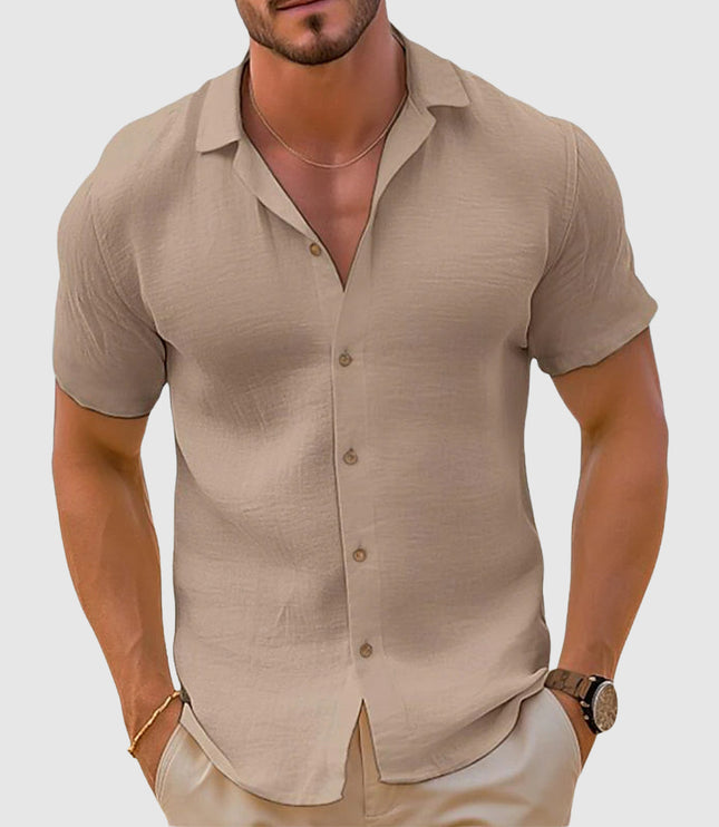 Chemise décontractée à manches courtes et boutons pour homme, été