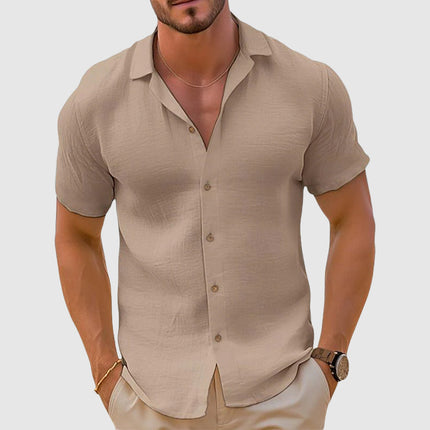 Chemise décontractée à manches courtes et boutons pour homme, été