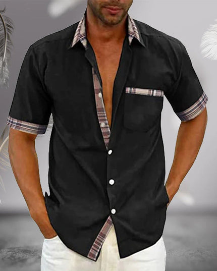 Chemise d'été pour homme à manches courtes avec col et boutons, décontractée