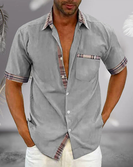 Chemise d'été pour homme à manches courtes avec col et boutons, décontractée