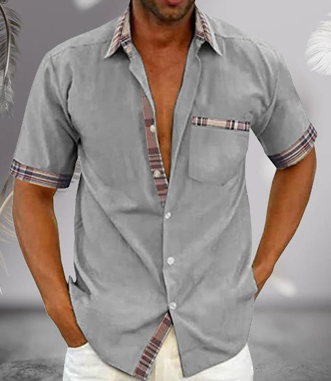 Chemise d'été pour homme à manches courtes avec col et boutons, décontractée